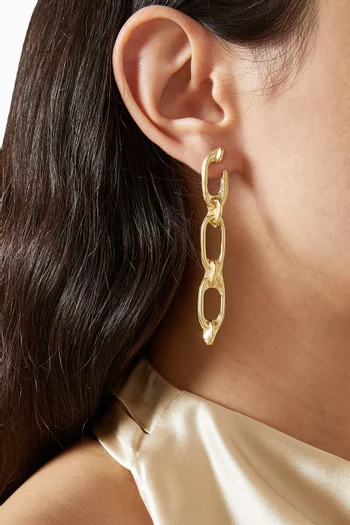 Open Link Drop Down Earrings in Gold-plated Metal