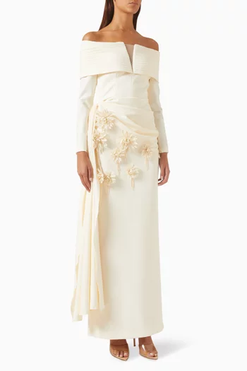 Floral-appliqué Gown