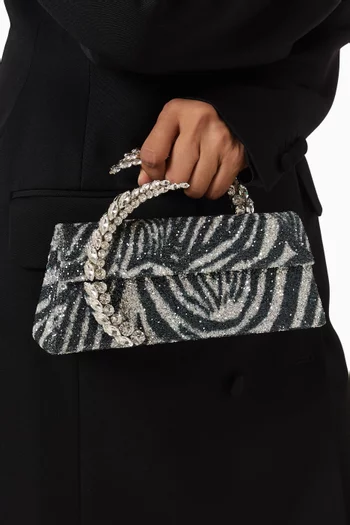 Karma Spiral Clutch in Zebra-print Glitter