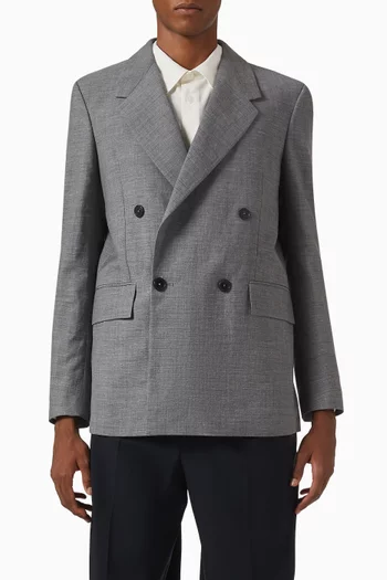 Double Breasted Blazer in Wool & Linen