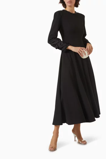 Floral Cuffs Midi Dress