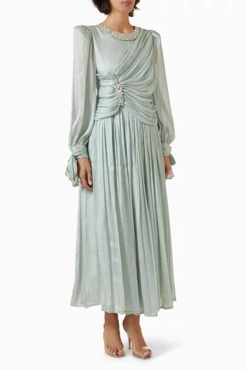 Embellished-trim Midi Dress