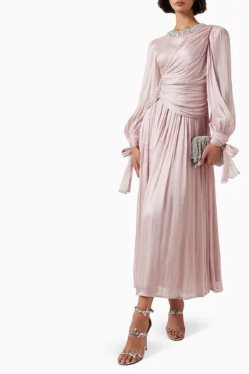 Embellished-trim Midi Dress