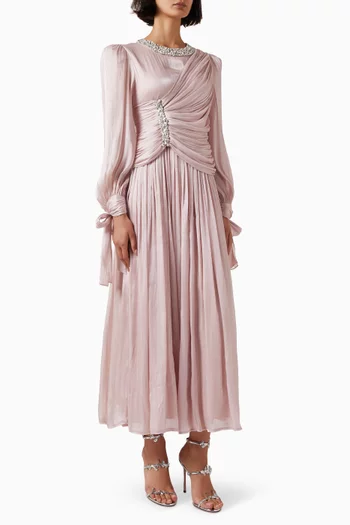 Embellished-trim Midi Dress