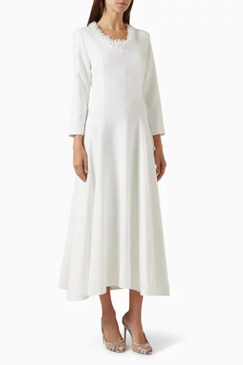 Embellished-neck Midi Dress