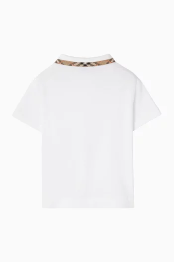 Check Collar Polo Shirt in Cotton Pique