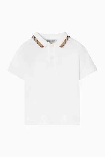 Check Collar Polo Shirt in Cotton Pique