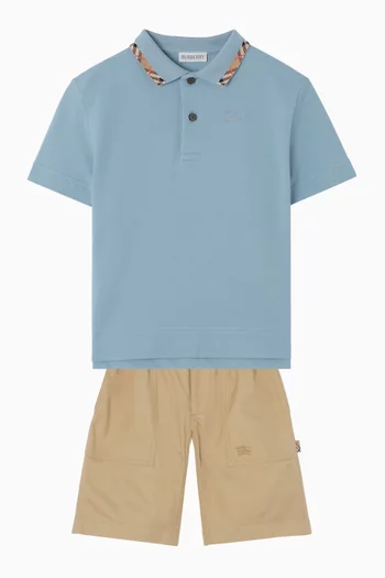 Check-Trim Polo Shirt in Cotton