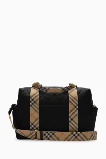 Check Trim Quilted Baby Changing Bag in Nylon