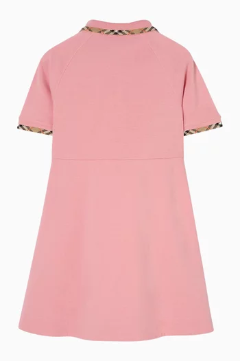 Check-Trim Polo Dress in Cotton