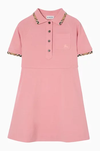 Check-Trim Polo Dress in Cotton