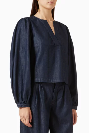 The Off Duty Popover Top in Denim