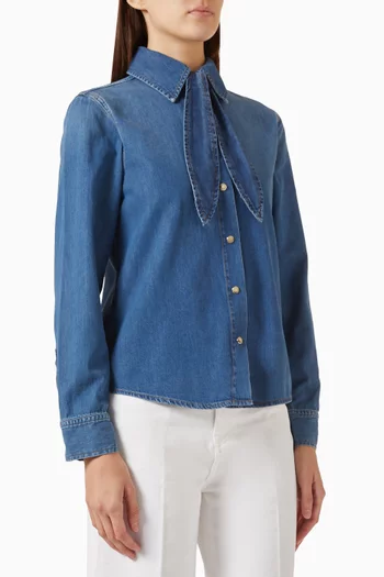 Clementine Tie-neck Shirt in Denim