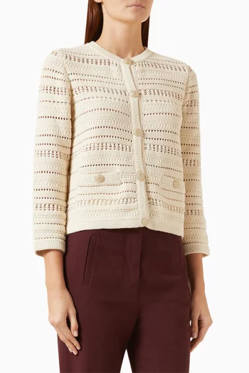 Bellingham Cardigan in Pointelle-knit