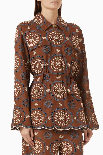Kiki Eyelet Jacket in Linen