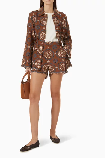 Allen Eyelet Shorts in Linen