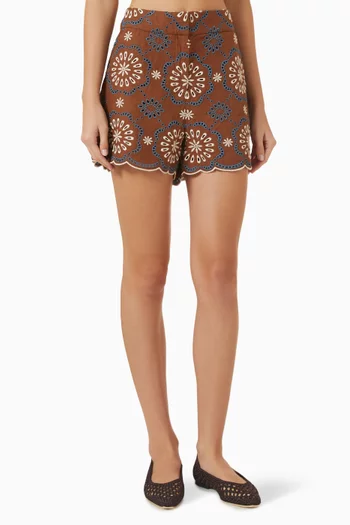 Allen Eyelet Shorts in Linen