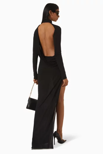 Side Split Maxi Dress in Viscose Crêpe Jersey