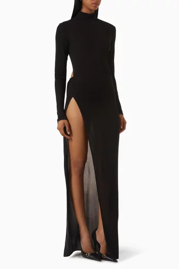 Side Split Maxi Dress in Viscose Crêpe Jersey