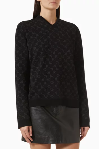 GG Jacquard Sweater in Fine Knit Viscose