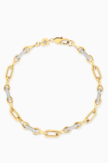 Pavé Chain Link Bracelet In 18kt Gold-plated Brass