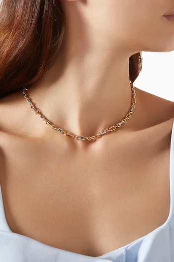 Pavé Chain Link Necklace in 18kt Gold-plated Brass