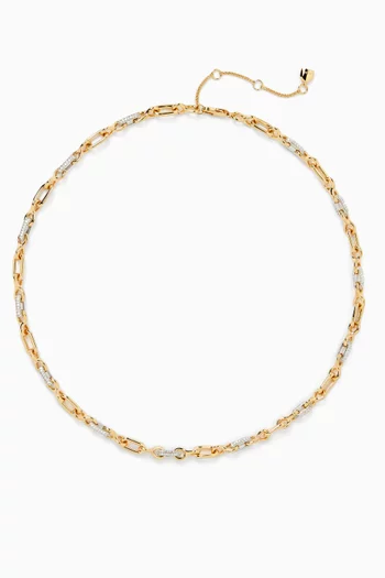 Pavé Chain Link Necklace in 18kt Gold-plated Brass