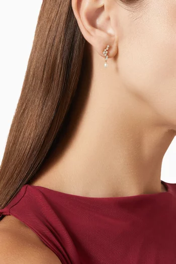 Cluster Ripple Pearl Drop Stud Earrings in 18kt Gold-Plated Sterling Silver
