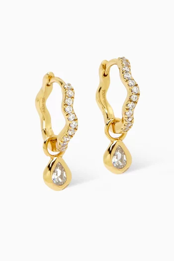 Crystal Ripple Pear Huggie Earrings in 18kt Gold-plated Sterling Silver