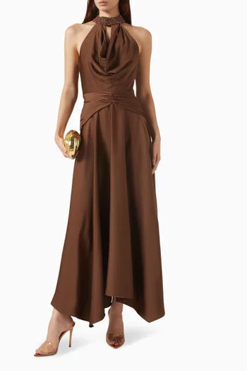 Cowl-neck Dress in Crepe