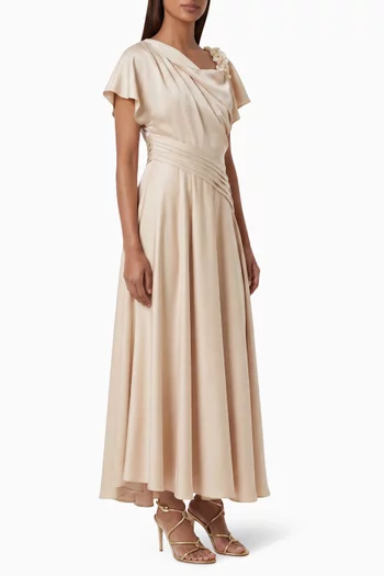 Asymmetrical Beaded Midi Dress