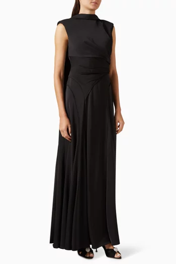 Draped Scarf Gown in Crepe & Chiffon