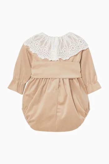 Bow Romper in Velvet & Tulle
