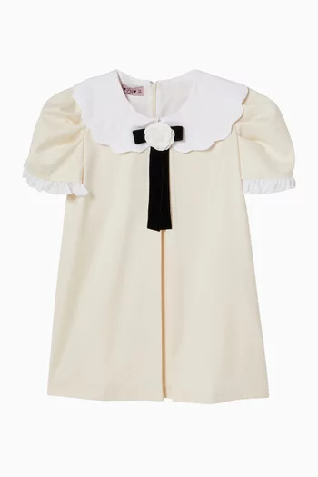 Flower-appliqué Dress