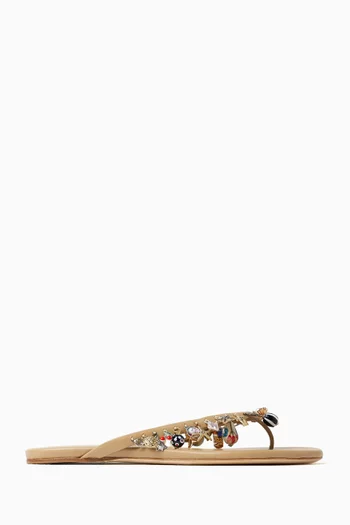Memento Charm Flip-Flop Sandals in Leather