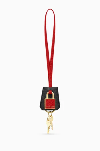 Padlock Bag Charm in Leather