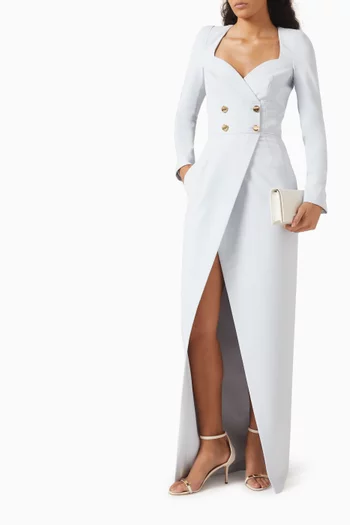 x Pronovias Pluja Double-breasted Gown in Crepe