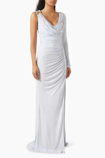 x Pronovias Alvara Draped Maxi Dress in Jersey