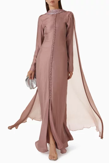 Embellished V-back Gown