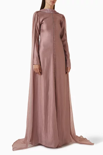 Embellished V-back Gown