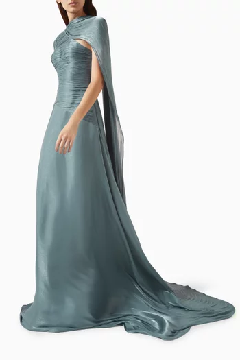 Pleated Train Gown