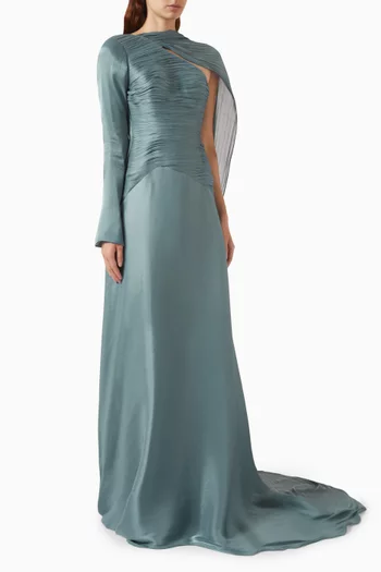 Pleated Train Gown