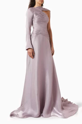 Pleated Train Gown
