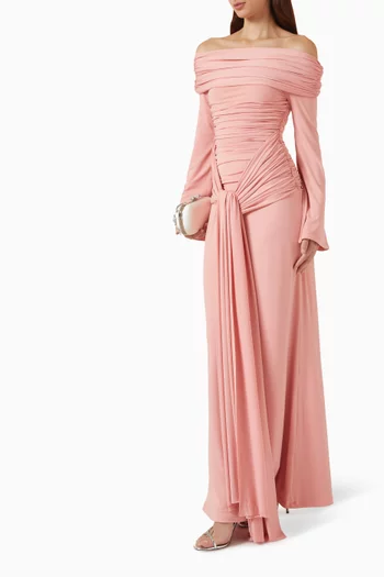 Off-shoulder Ruched Dress