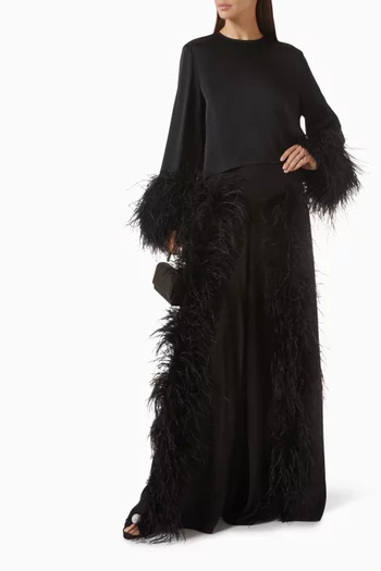 Feather-cuff Top in Satin