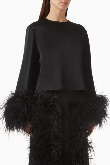 Feather-cuff Top in Satin