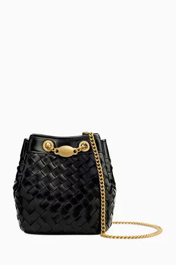 Yara Bucket Bag in Woven Vegan Leather