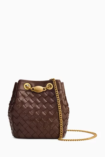 Yara Bucket Bag in Woven Vegan Leather