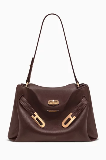Rhea Double Buckle Shoulder Bag in Vegan Leather