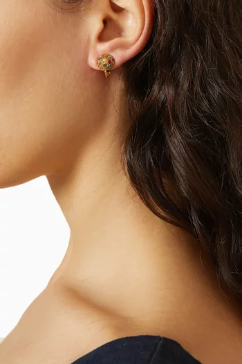 1990s Vintage Round Clip-on Earrings in 22kt Gold-plated Brass